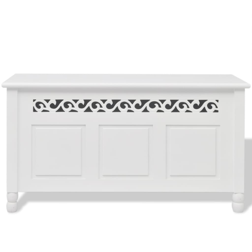 vidaXL Bancă de depozitare stil baroc, MDF, Alb vidaXL Bancă de depozitare stil baroc, MDF, Alb