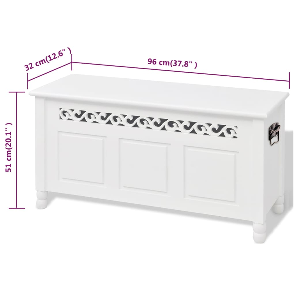 vidaXL Bancă de depozitare stil baroc, MDF, Alb vidaXL Bancă de depozitare stil baroc, MDF, Alb