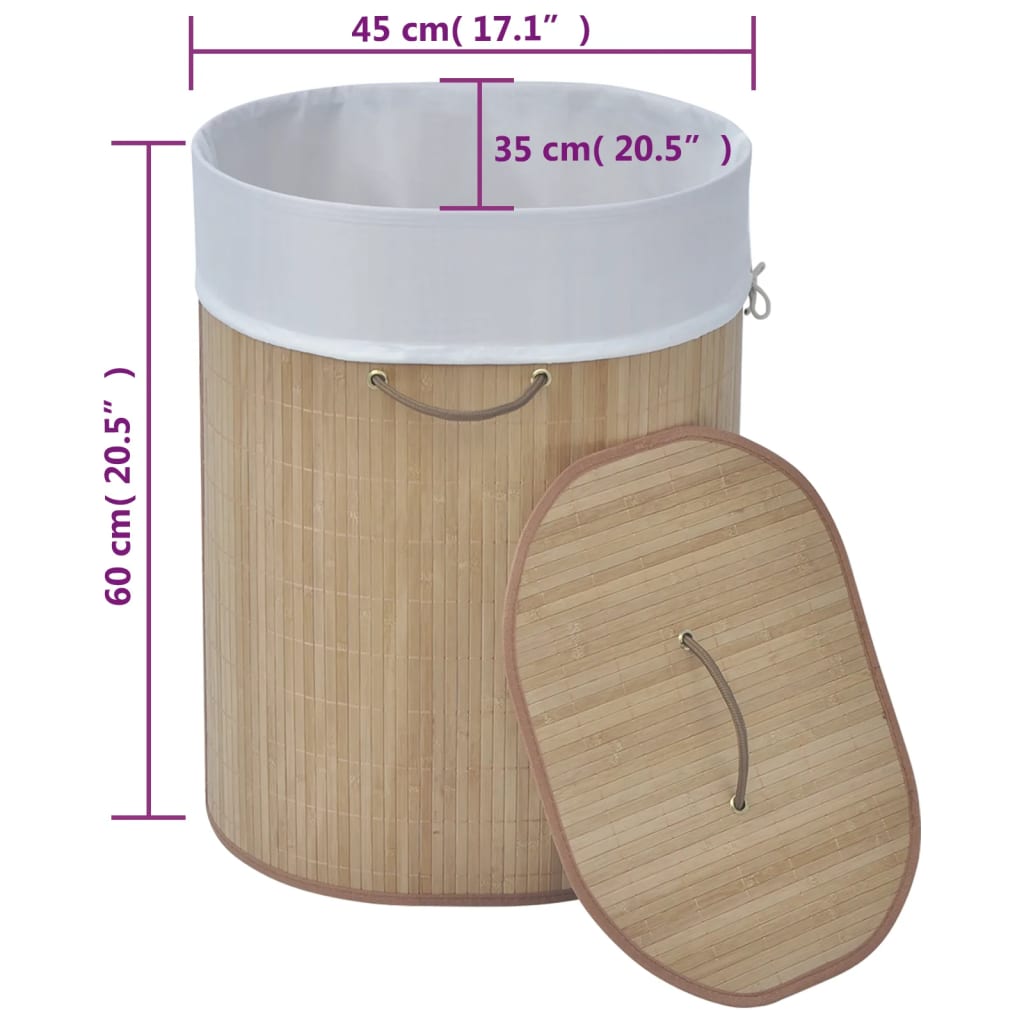 vidaXL Coș de rufe oval din bambus, natural vidaXL Coș de rufe oval din bambus, natural