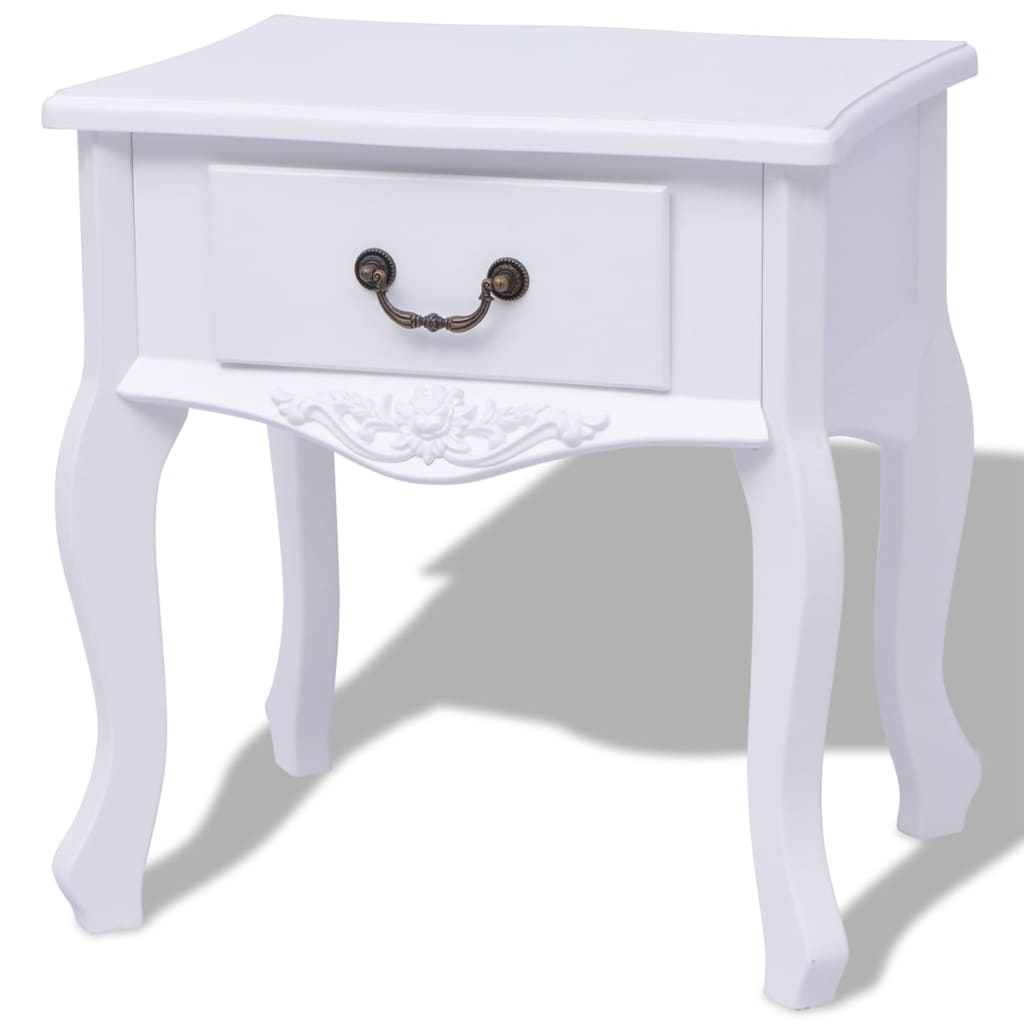 vidaXL Noptiere din lemn MDF alb 2 buc. vidaXL Noptiere din lemn MDF alb 2 buc.
