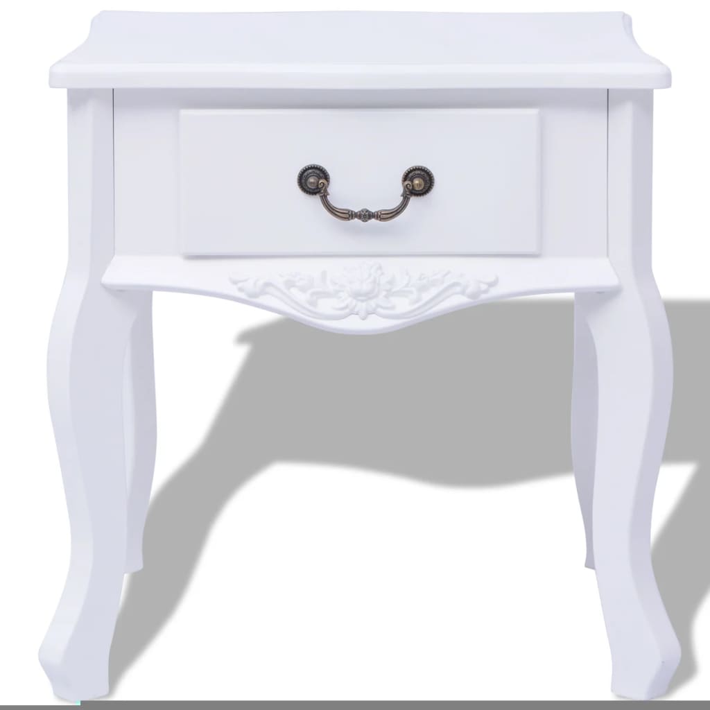 vidaXL Noptiere din lemn MDF alb 2 buc. vidaXL Noptiere din lemn MDF alb 2 buc.