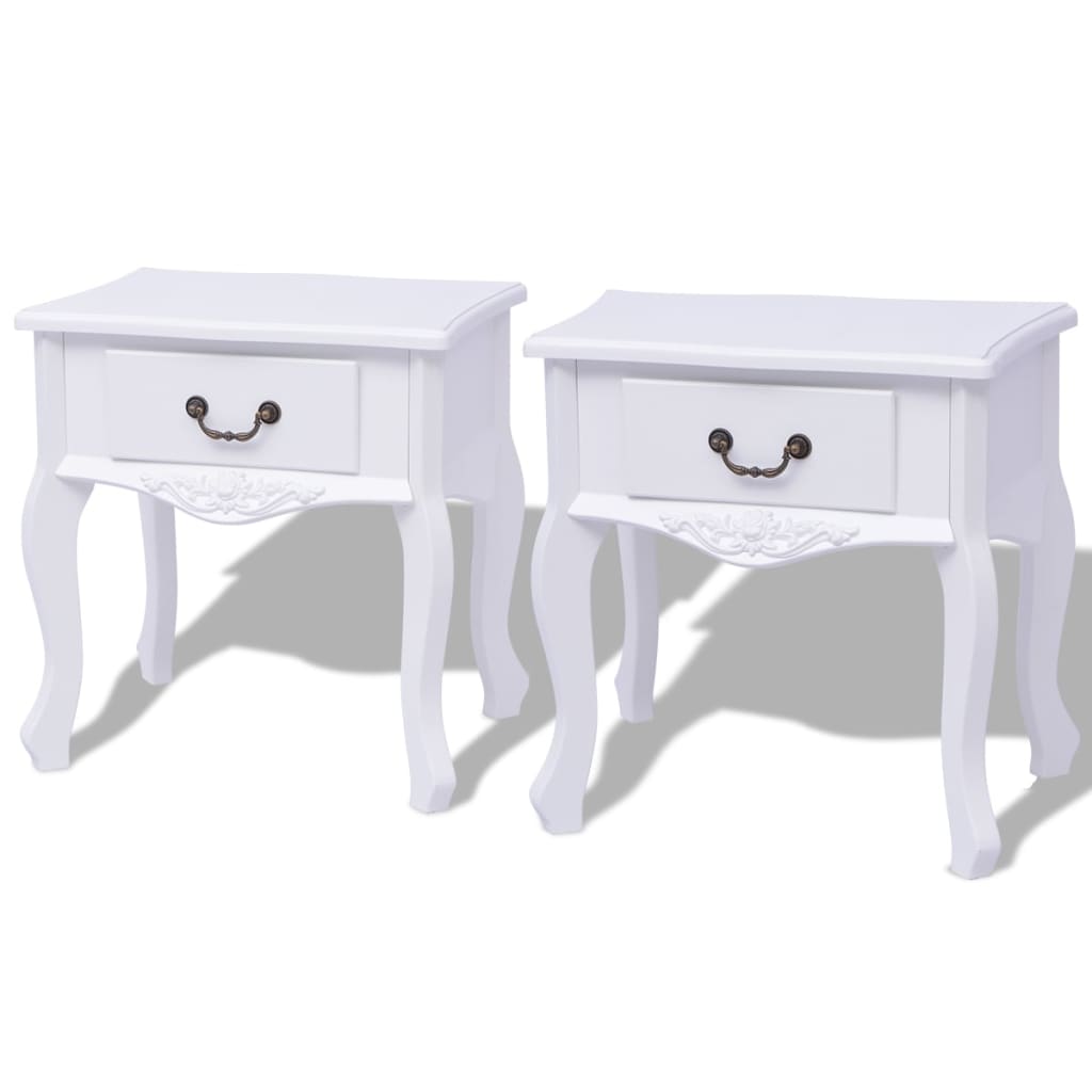 vidaXL Noptiere din lemn MDF alb 2 buc. vidaXL Noptiere din lemn MDF alb 2 buc.