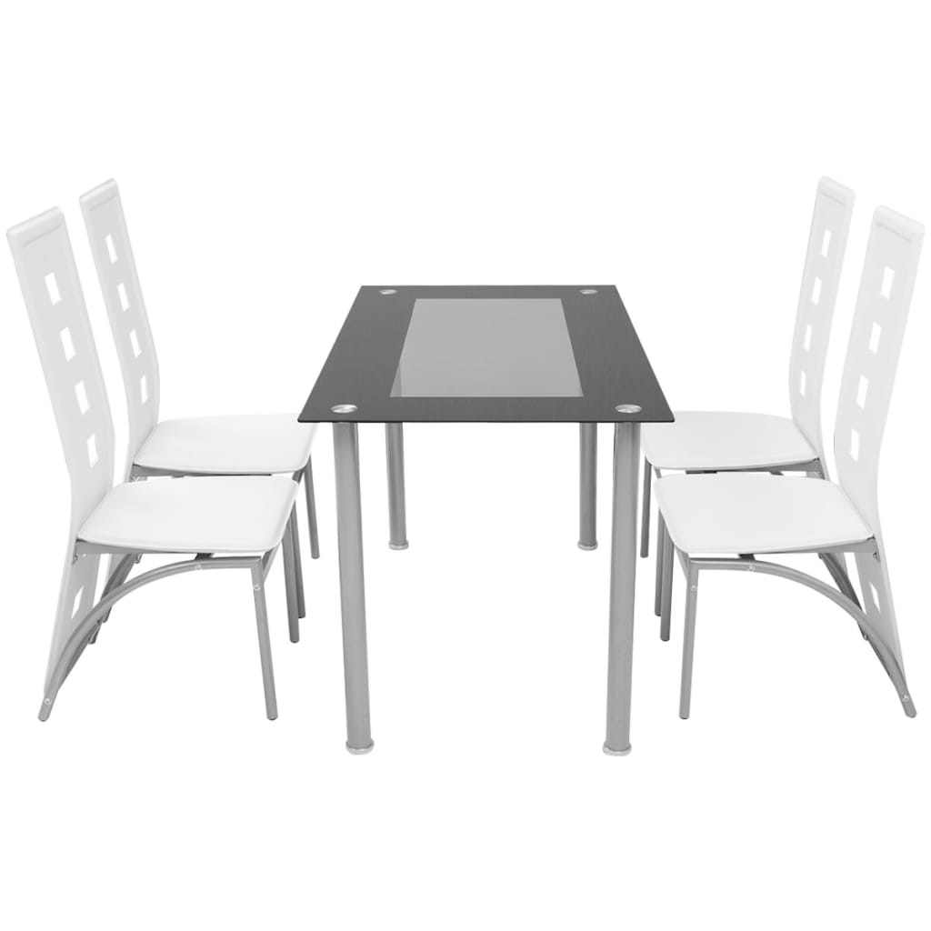 vidaXL Set masă cu scaune, 5 piese, alb vidaXL Set masă cu scaune, 5 piese, alb
