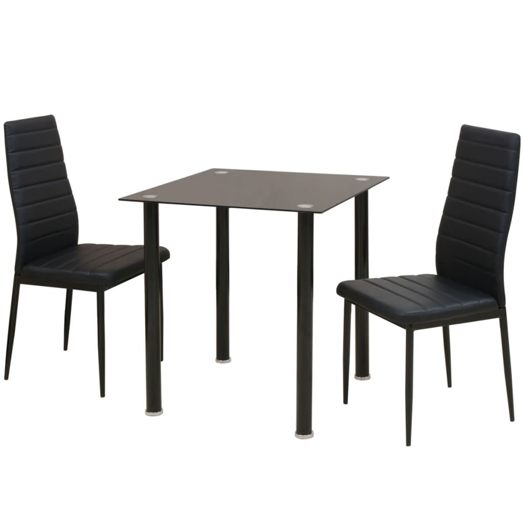vidaXL Set masă și scaune de bucătărie, negru, 3 piese vidaXL Set masă și scaune de bucătărie, negru, 3 piese