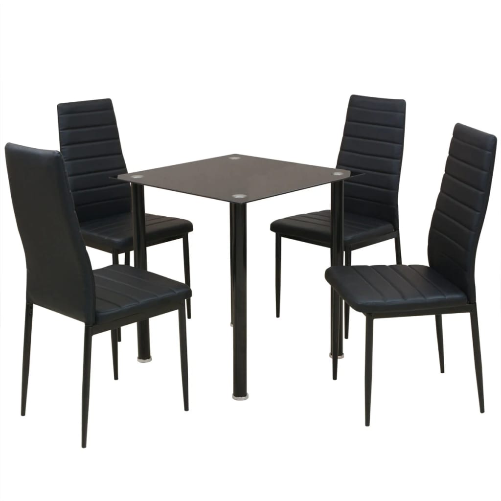 vidaXL Set masă și scaune de bucătărie, negru, 5 piese vidaXL Set masă și scaune de bucătărie, negru, 5 piese