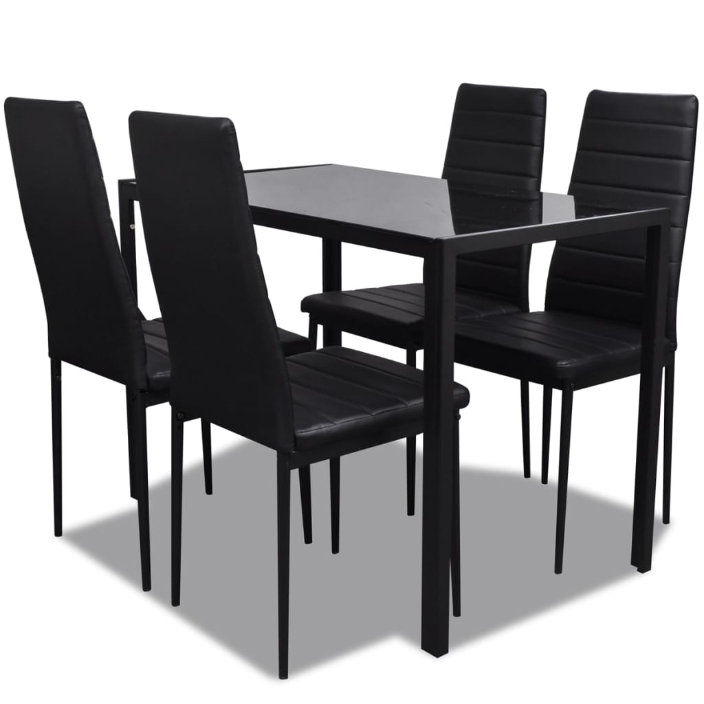 vidaXL Set mobilier de bucătărie, cinci piese, negru vidaXL Set mobilier de bucătărie, cinci piese, negru