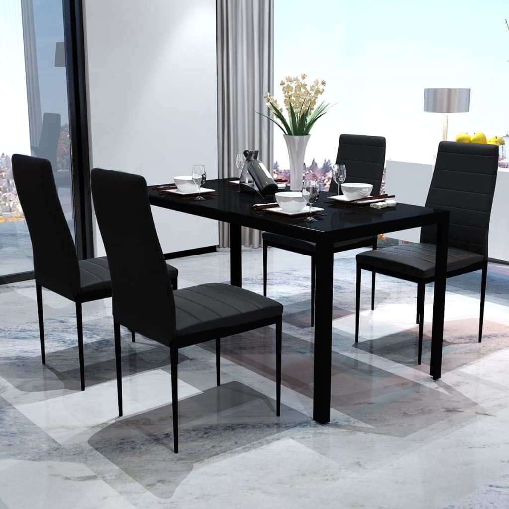 vidaXL Set mobilier de bucătărie, cinci piese, negru vidaXL Set mobilier de bucătărie, cinci piese, negru
