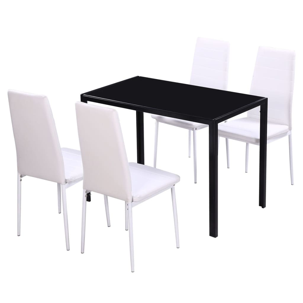 vidaXL Set masă și scaune de bucătărie, cinci piese, negru vidaXL Set masă și scaune de bucătărie, cinci piese, negru