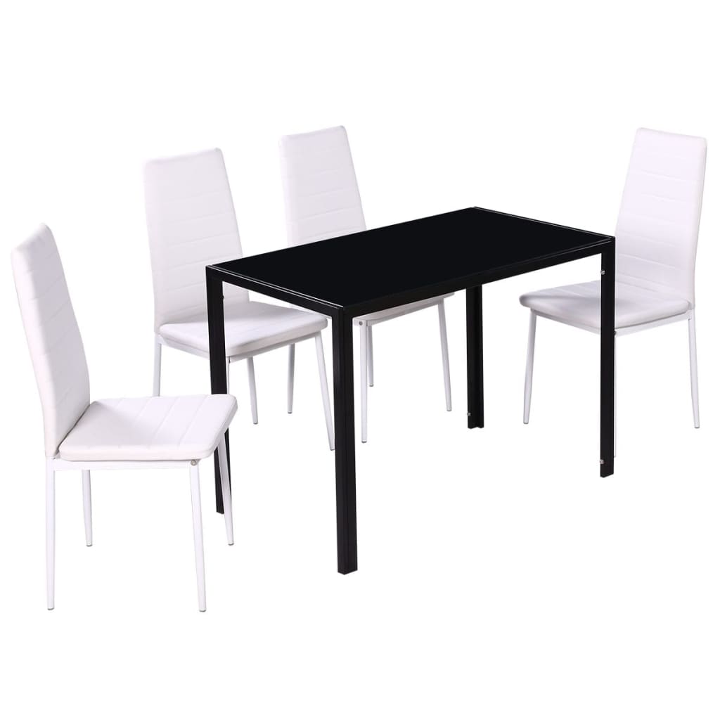 vidaXL Set masă și scaune de bucătărie, cinci piese, negru vidaXL Set masă și scaune de bucătărie, cinci piese, negru