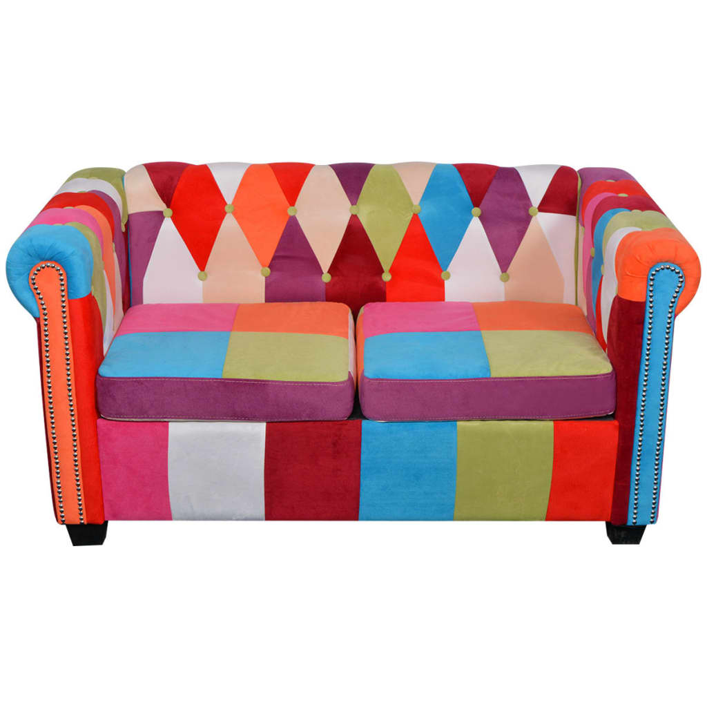 vidaXL Canapea Chesterfield, cu 2 locuri, material textil vidaXL Canapea Chesterfield, cu 2 locuri, material textil