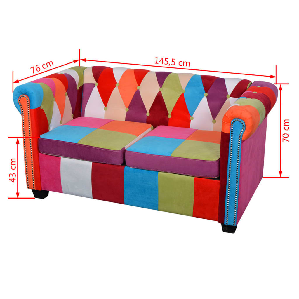vidaXL Canapea Chesterfield, cu 2 locuri, material textil vidaXL Canapea Chesterfield, cu 2 locuri, material textil