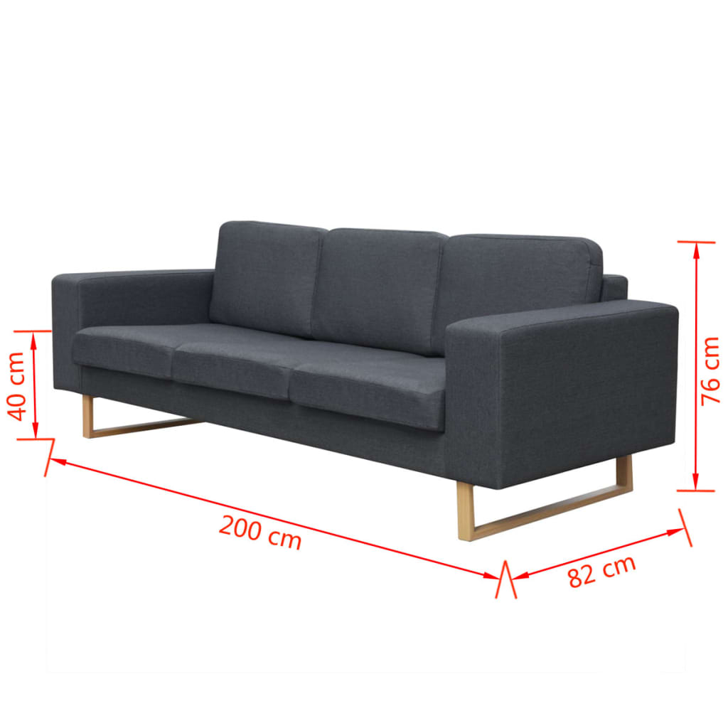 vidaXL Canapea cu 3 locuri, gri închis, material textil vidaXL Canapea cu 3 locuri, gri închis, material textil