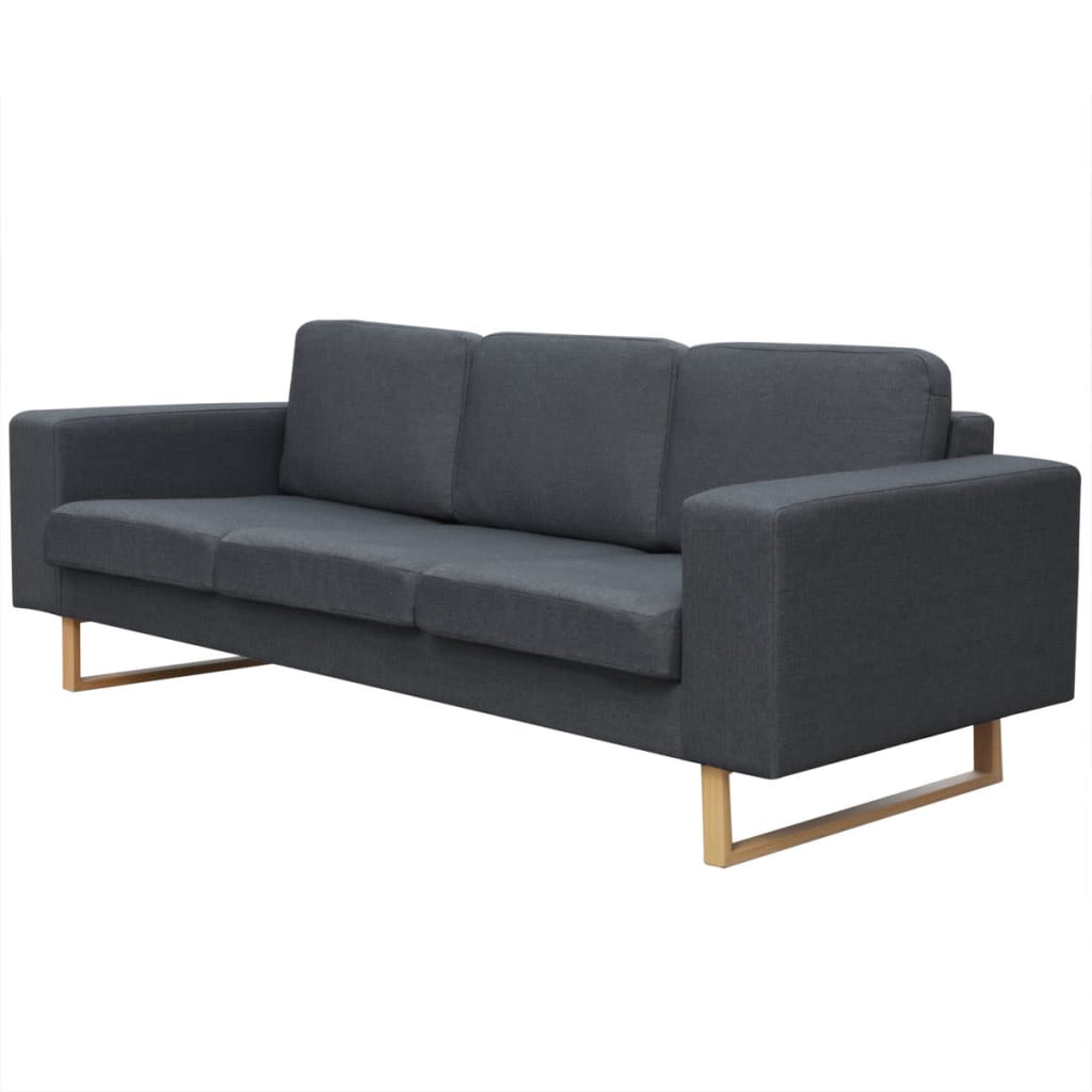 vidaXL Canapea cu 3 locuri, gri închis, material textil vidaXL Canapea cu 3 locuri, gri închis, material textil