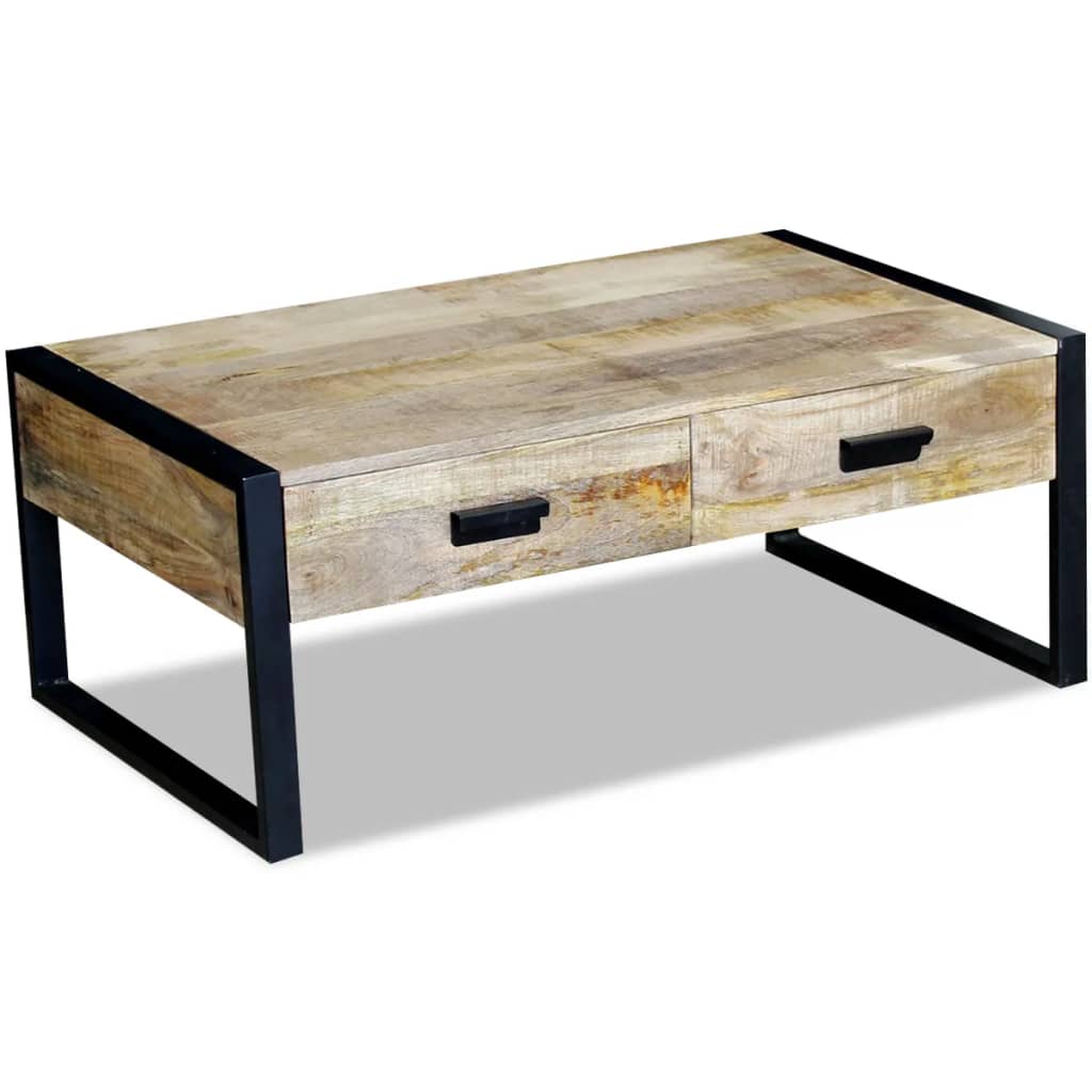 vidaXL Masă cafea cu 2 sertare din lemn solid de mango, 100x60x40 cm vidaXL Masă cafea cu 2 sertare din lemn solid de mango, 100x60x40 cm