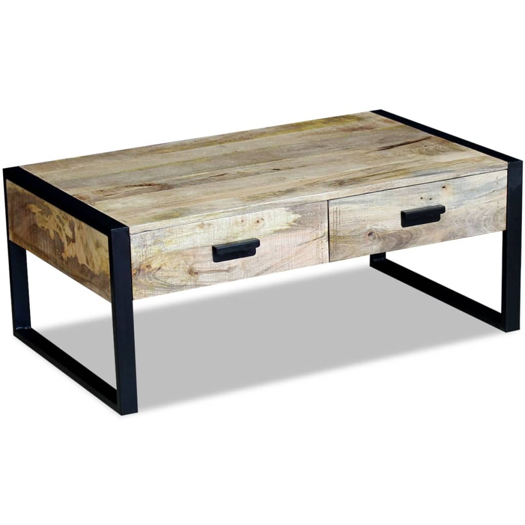 vidaXL Masă cafea cu 2 sertare din lemn solid de mango, 100x60x40 cm vidaXL Masă cafea cu 2 sertare din lemn solid de mango, 100x60x40 cm