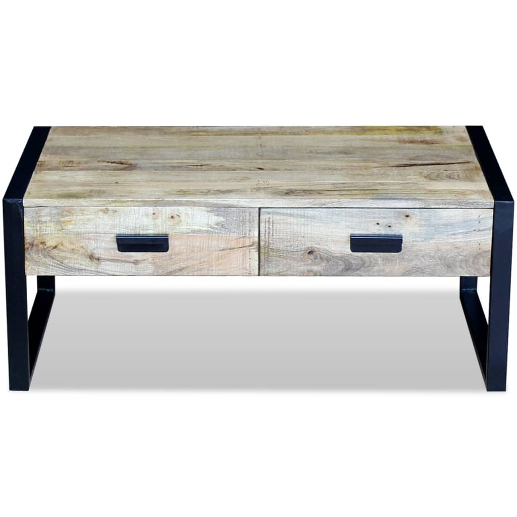 vidaXL Masă cafea cu 2 sertare din lemn solid de mango, 100x60x40 cm vidaXL Masă cafea cu 2 sertare din lemn solid de mango, 100x60x40 cm