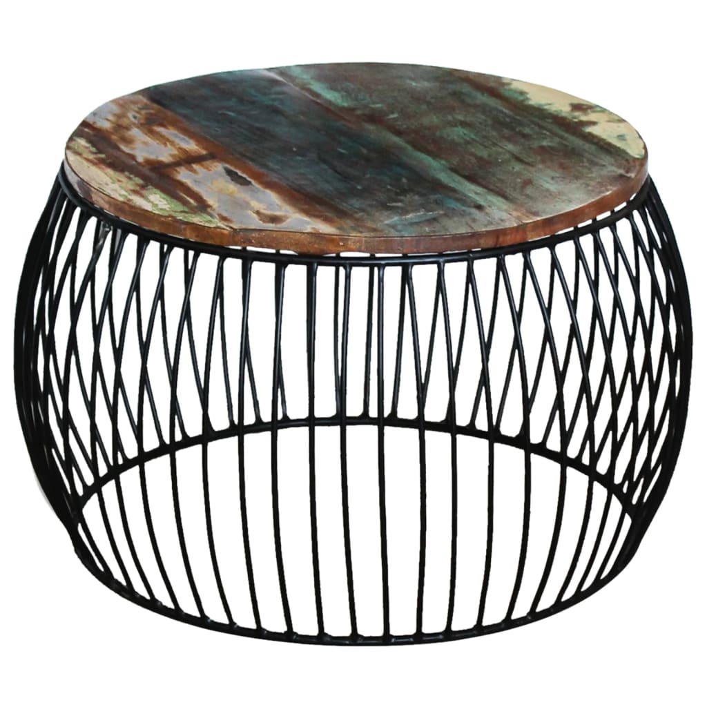 vidaXL Măsuță de cafea, 68x37 cm, lemn masiv reciclat, rotund vidaXL Măsuță de cafea, 68x37 cm, lemn masiv reciclat, rotund