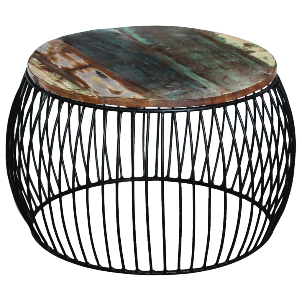 vidaXL Măsuță de cafea, 68x37 cm, lemn masiv reciclat, rotund vidaXL Măsuță de cafea, 68x37 cm, lemn masiv reciclat, rotund