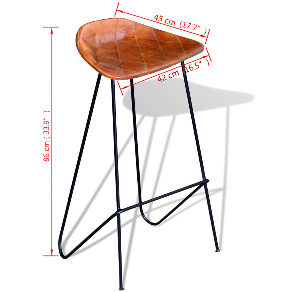 vidaXL Scaune de bar, 2 buc., negru și maro, piele naturală vidaXL Scaune de bar, 2 buc., negru și maro, piele naturală