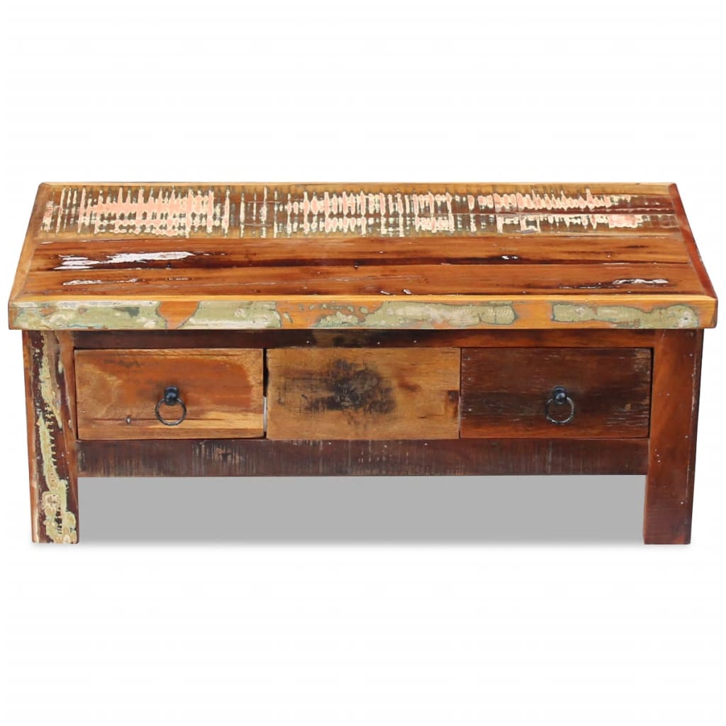 vidaXL Măsuță de cafea cu sertare, 90x45x35 cm, lemn solid reciclat