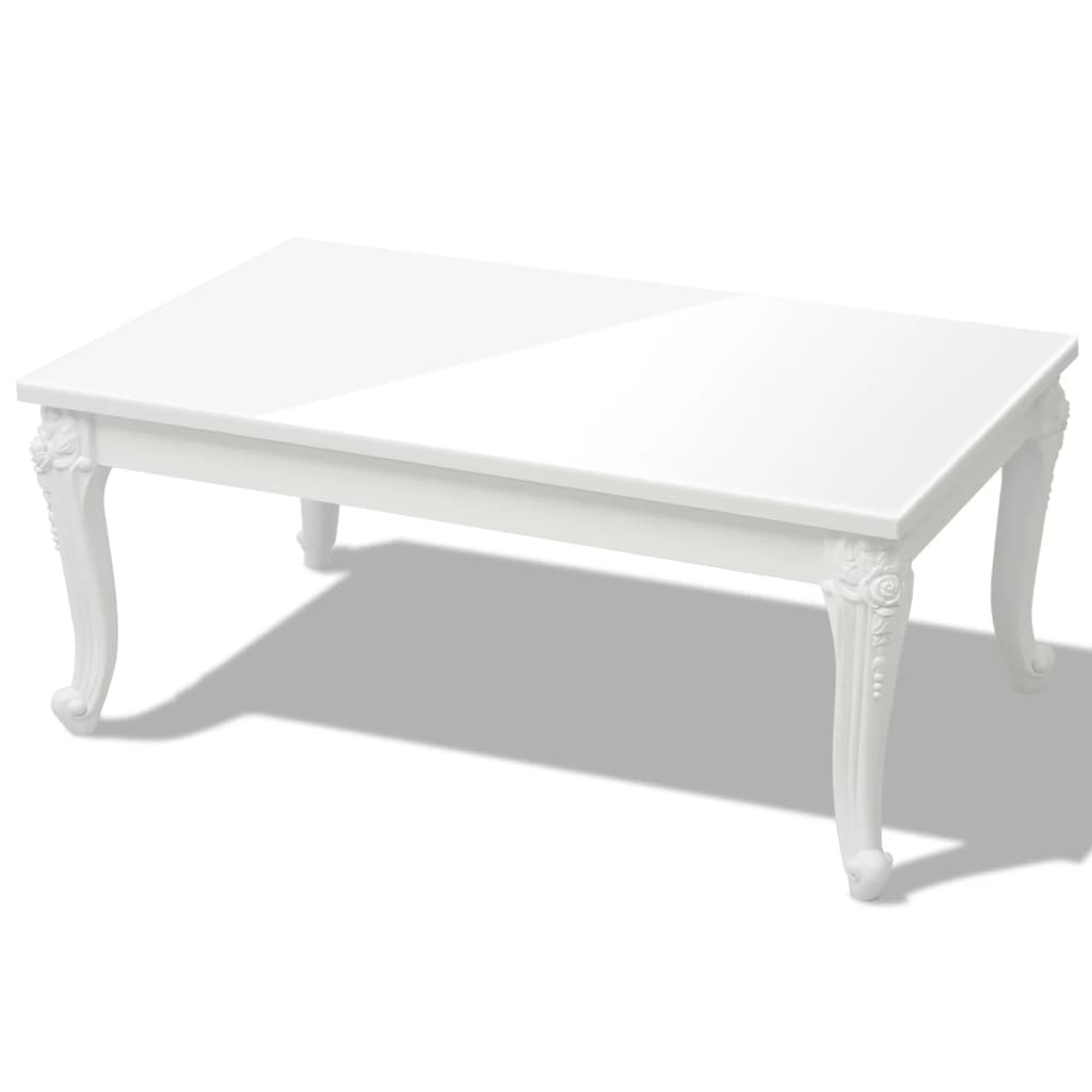 vidaXL Măsuță de cafea din fibră de sticlă lucioasă 100x60x42 cm albă