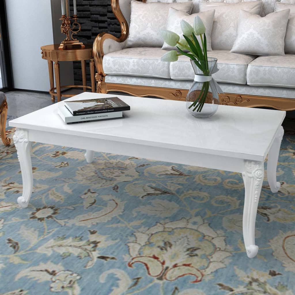 vidaXL Măsuță de cafea, alb extralucios, 115x65x42 cm vidaXL Măsuță de cafea, alb extralucios, 115x65x42 cm