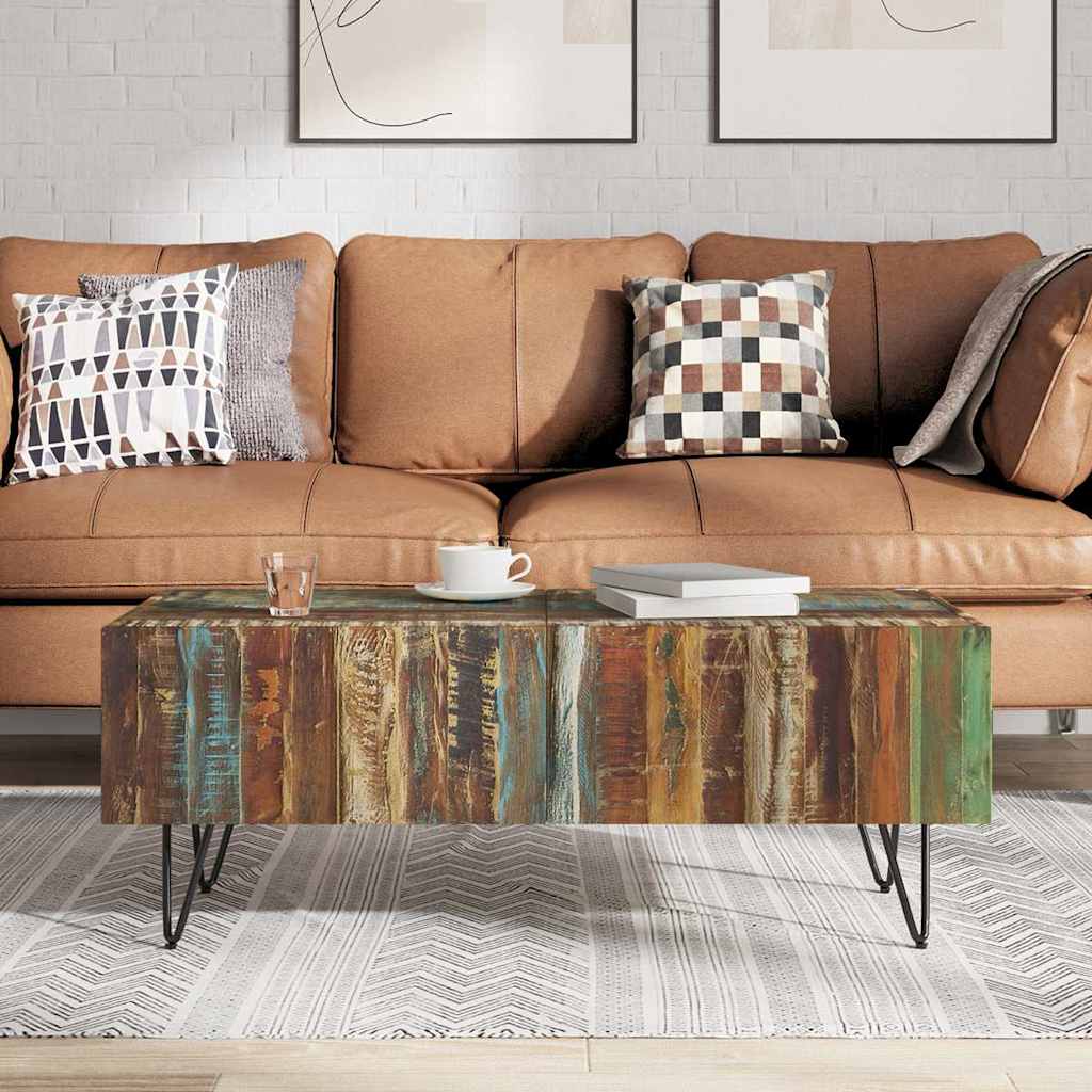 vidaXL Măsuță de cafea, 100 x 50 x 38 cm, lemn masiv reciclat