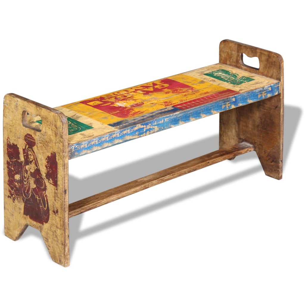 vidaXL Banchetă Cola, 100 x 30 x 50 cm, lemn masiv reciclat