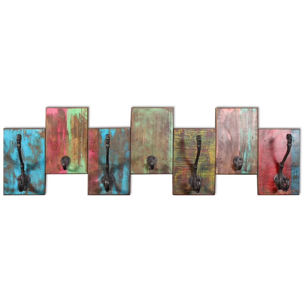 vidaXL Cuier cu 7 cârlige, lemn masiv reciclat