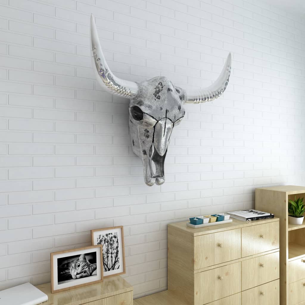 vidaXL Decorațiune de perete tip craniu, aluminiu, argintiu vidaXL Decorațiune de perete tip craniu, aluminiu, argintiu