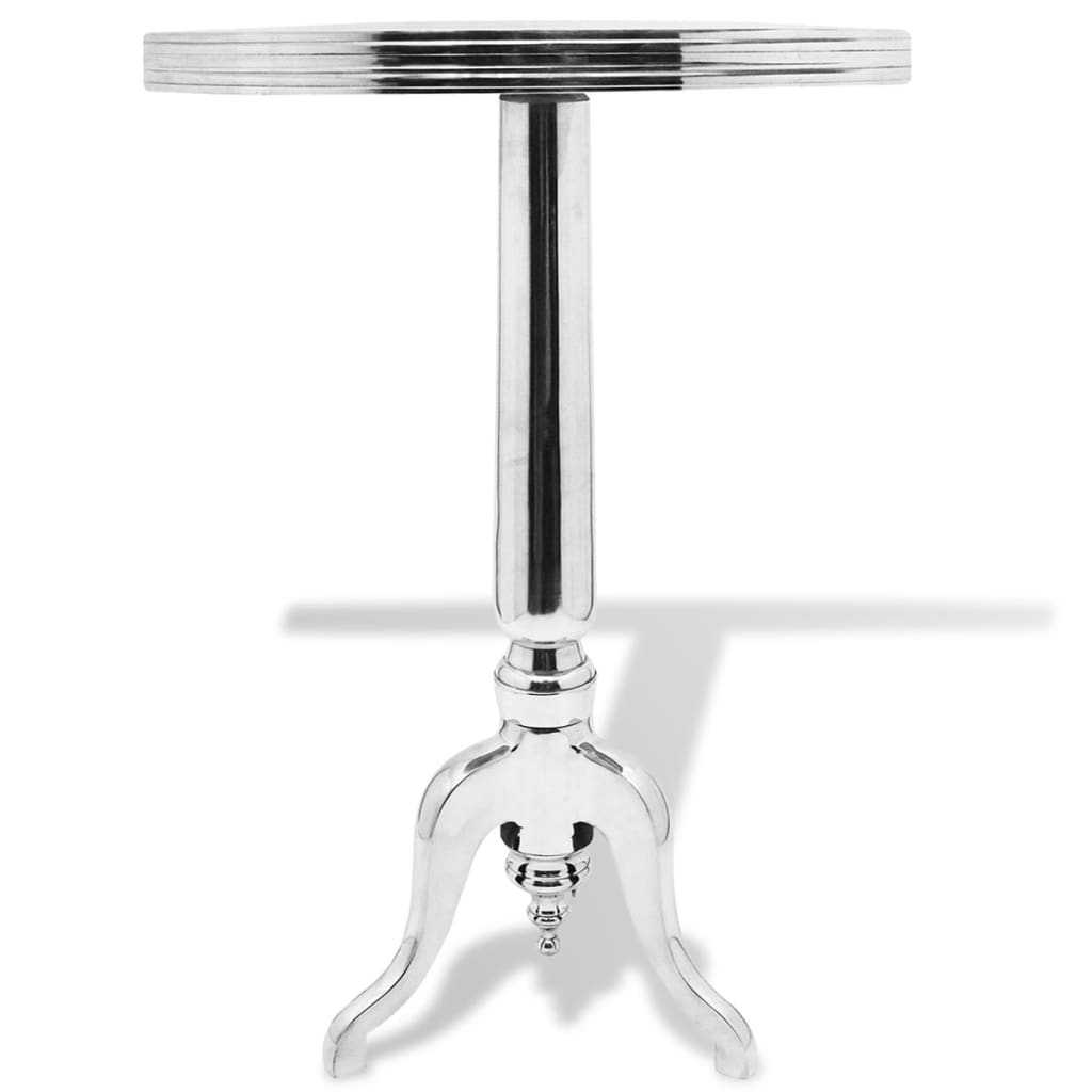 vidaXL Masă laterală rotundă din aluminiu, argintiu vidaXL Masă laterală rotundă din aluminiu, argintiu