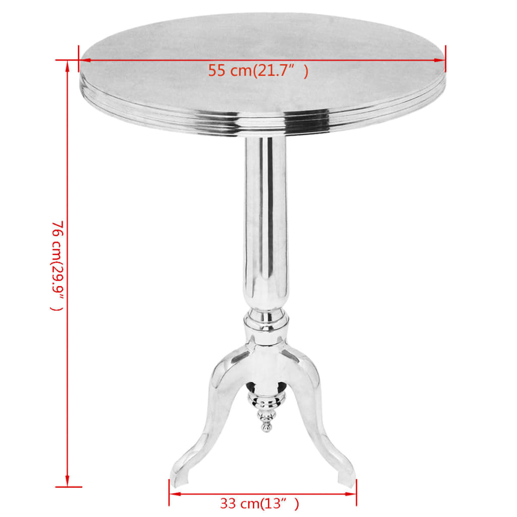 vidaXL Masă laterală rotundă din aluminiu, argintiu vidaXL Masă laterală rotundă din aluminiu, argintiu