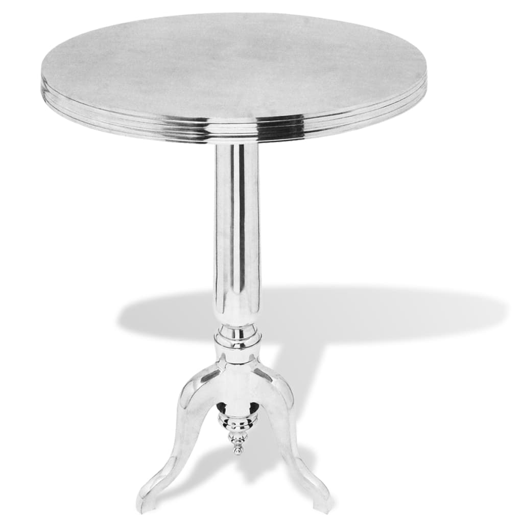 vidaXL Masă laterală rotundă din aluminiu, argintiu vidaXL Masă laterală rotundă din aluminiu, argintiu