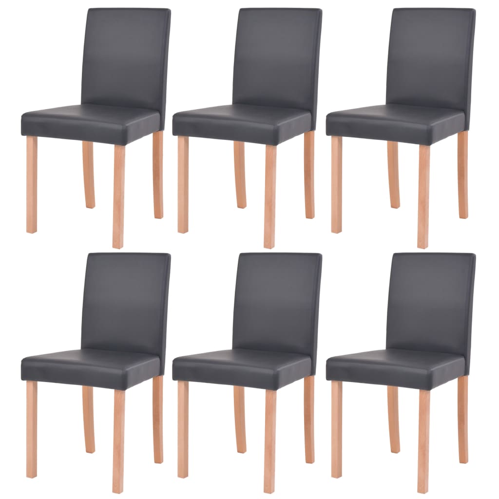 vidaXL Masă și scaune 7 piese, piele artificială, stejar, negru vidaXL Masă și scaune 7 piese, piele artificială, stejar, negru