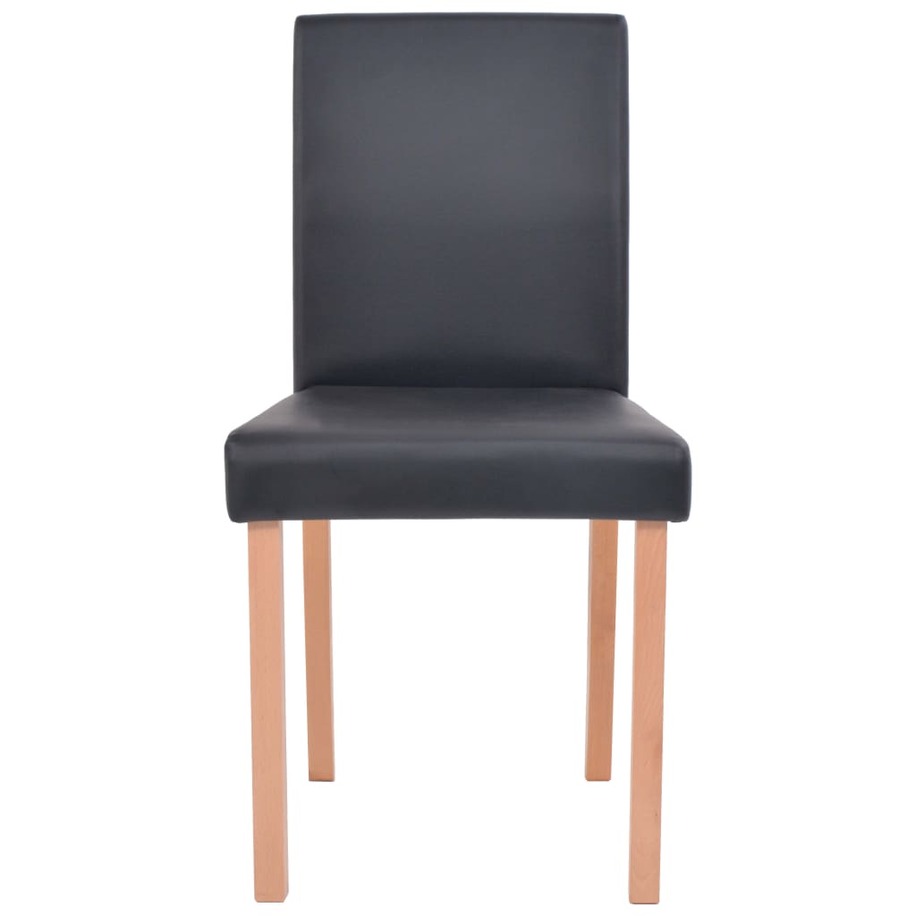vidaXL Masă și scaune 7 piese, piele artificială, stejar, negru vidaXL Masă și scaune 7 piese, piele artificială, stejar, negru