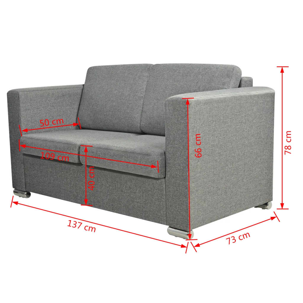 vidaXL Canapea cu 2 locuri, gri deschis, material textil vidaXL Canapea cu 2 locuri, gri deschis, material textil