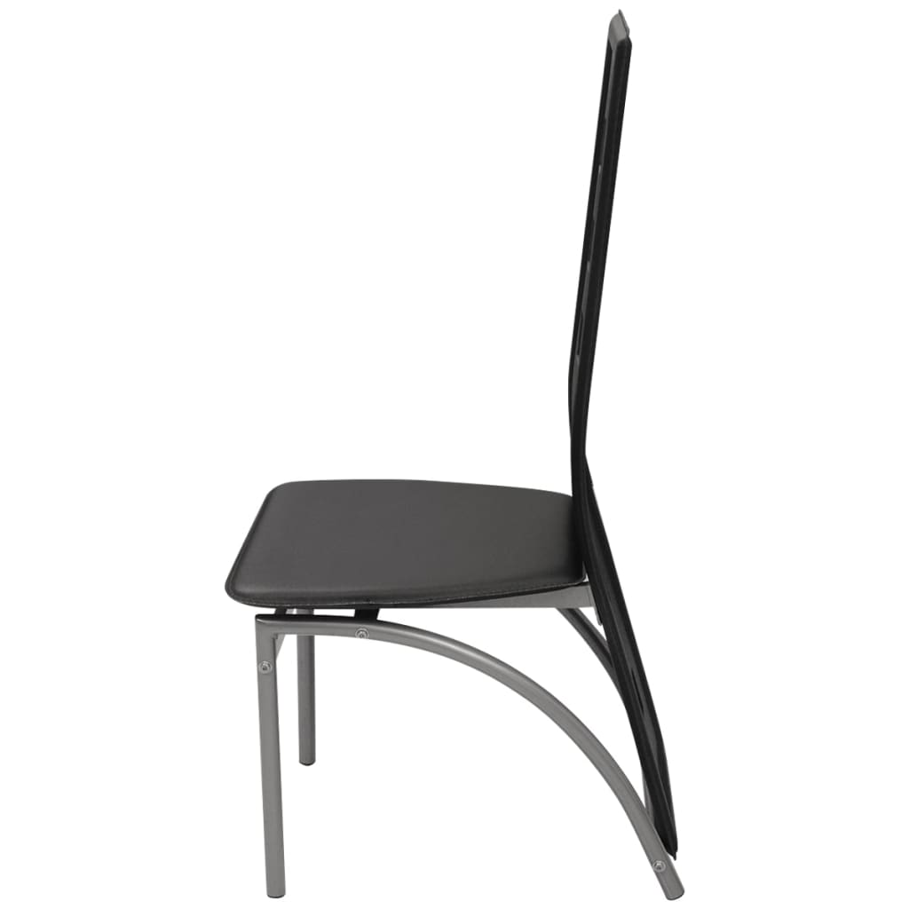 vidaXL Scaune de sufragerie, 4 buc., negru, piele ecologică
