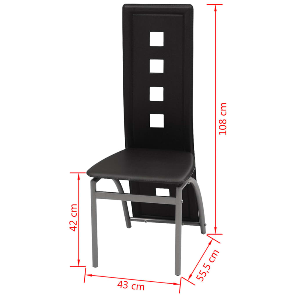 vidaXL Scaune de sufragerie, 4 buc., negru, piele ecologică