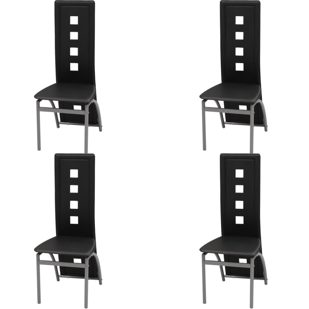 vidaXL Scaune de sufragerie, 4 buc., negru, piele ecologică
