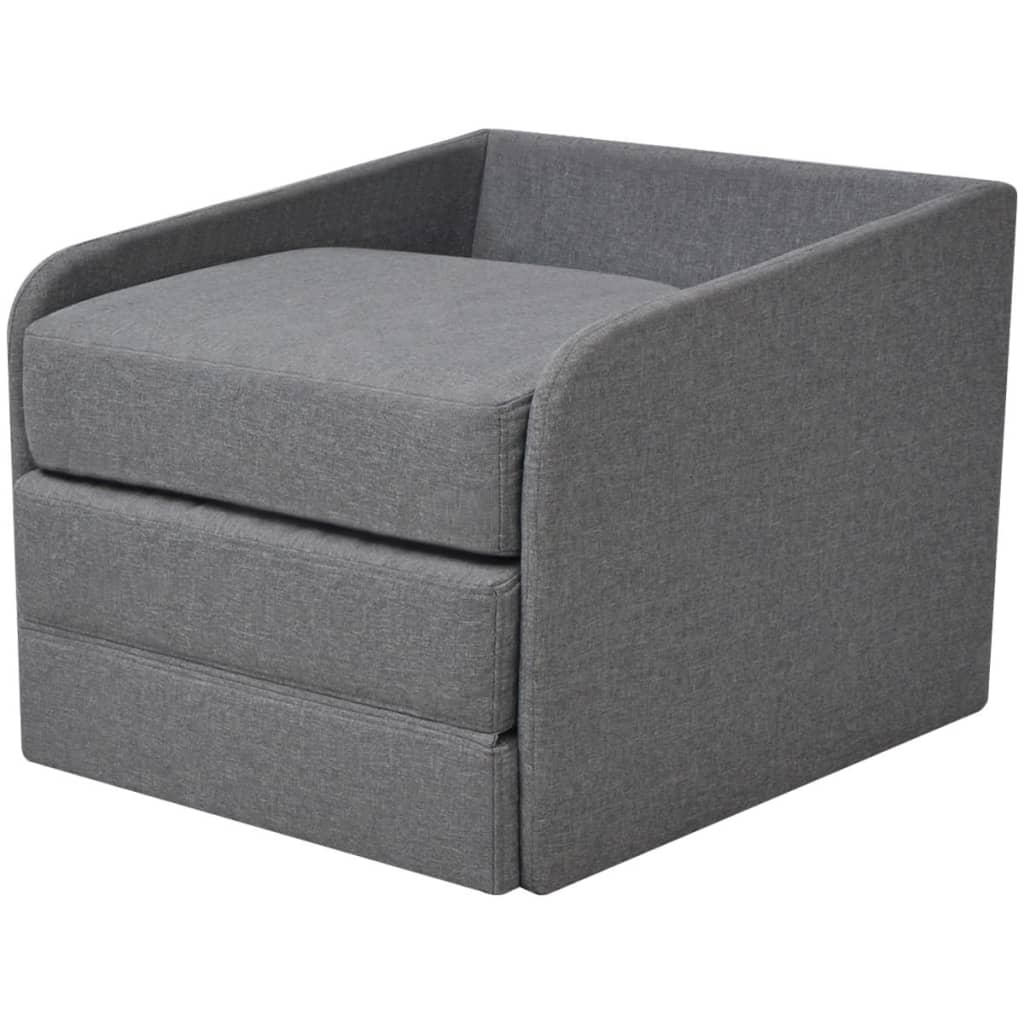 vidaXL Fotoliu pat extensibil, gri deschis, material textil