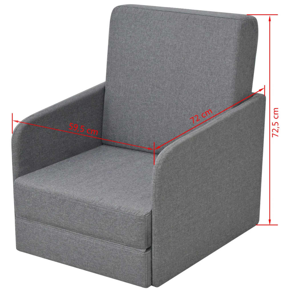 vidaXL Fotoliu pat extensibil, gri deschis, material textil