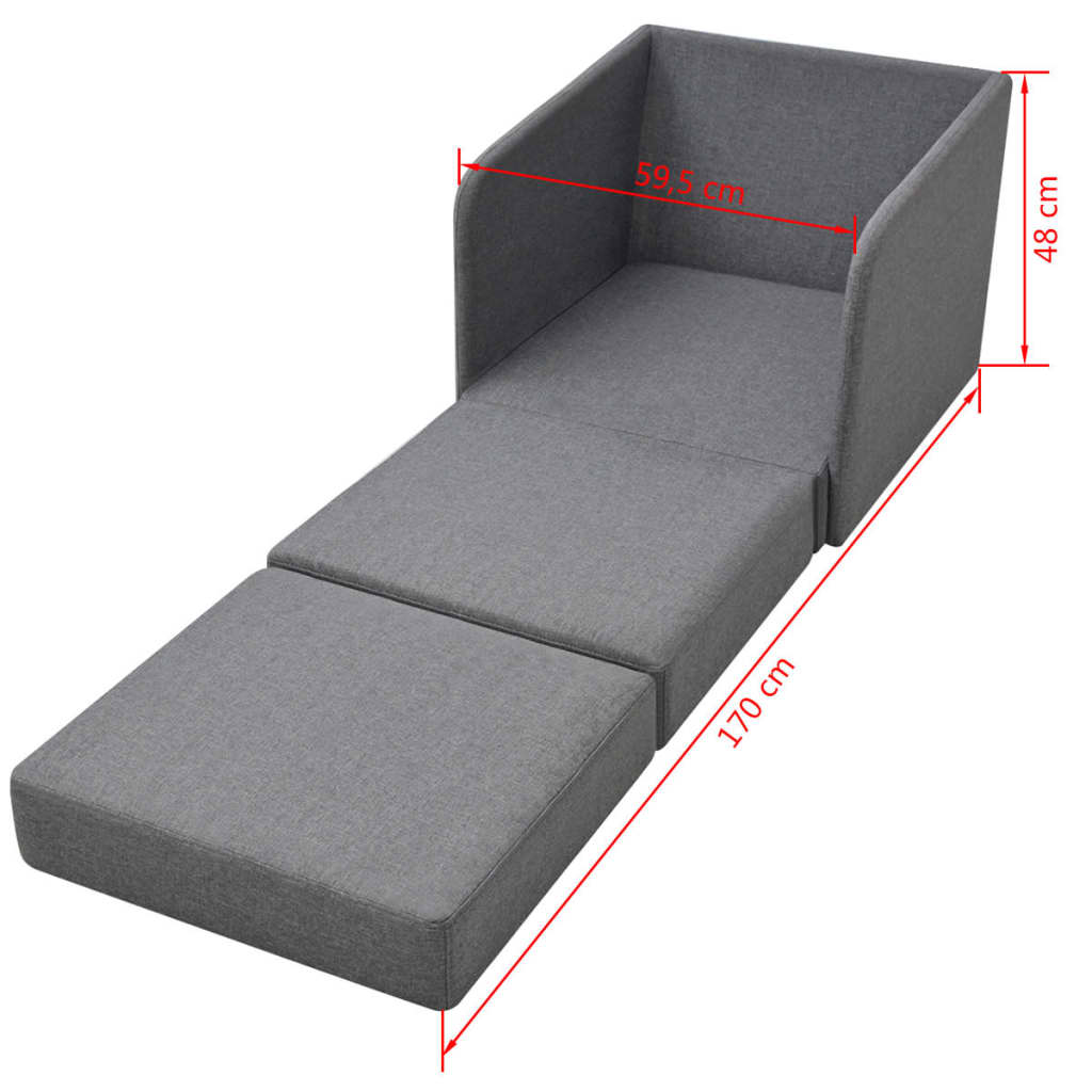 vidaXL Fotoliu pat extensibil, gri deschis, material textil