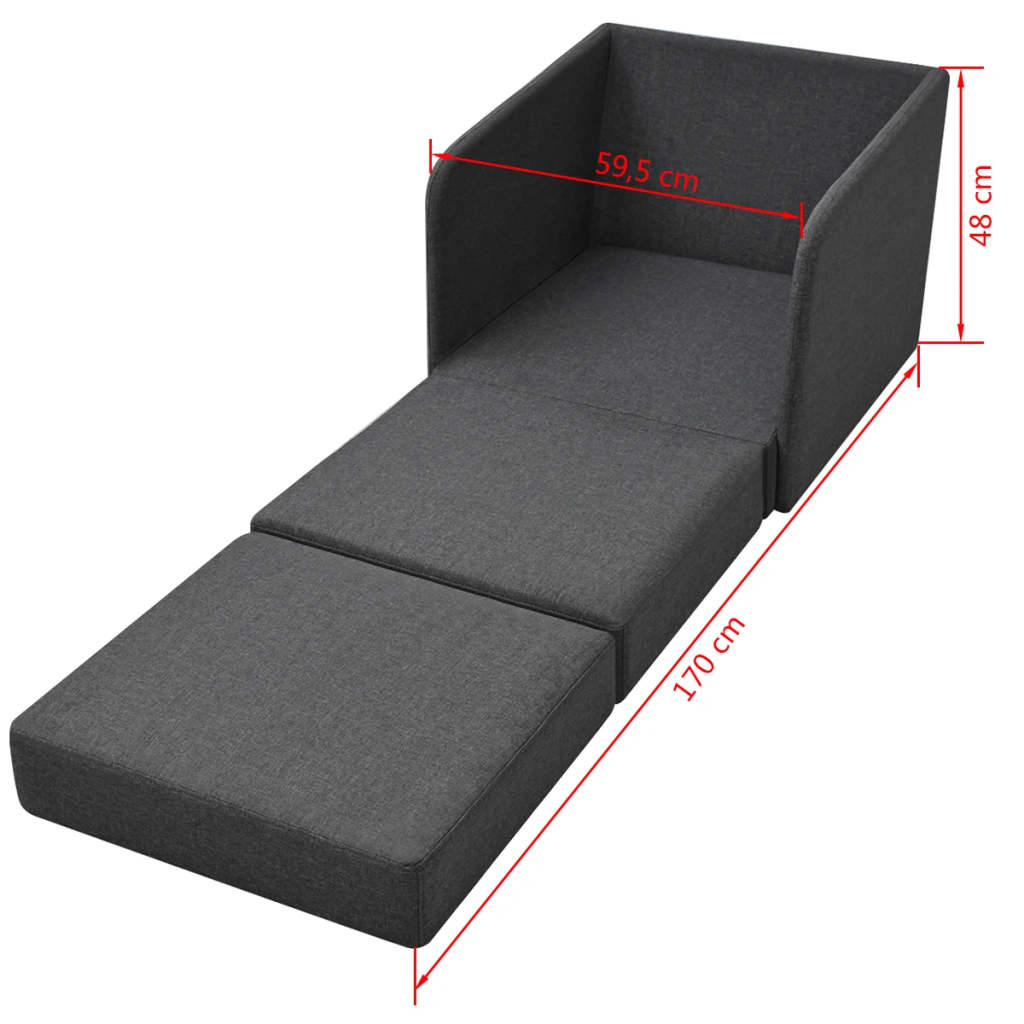 vidaXL Fotoliu pat extensibil, gri închis, material textil