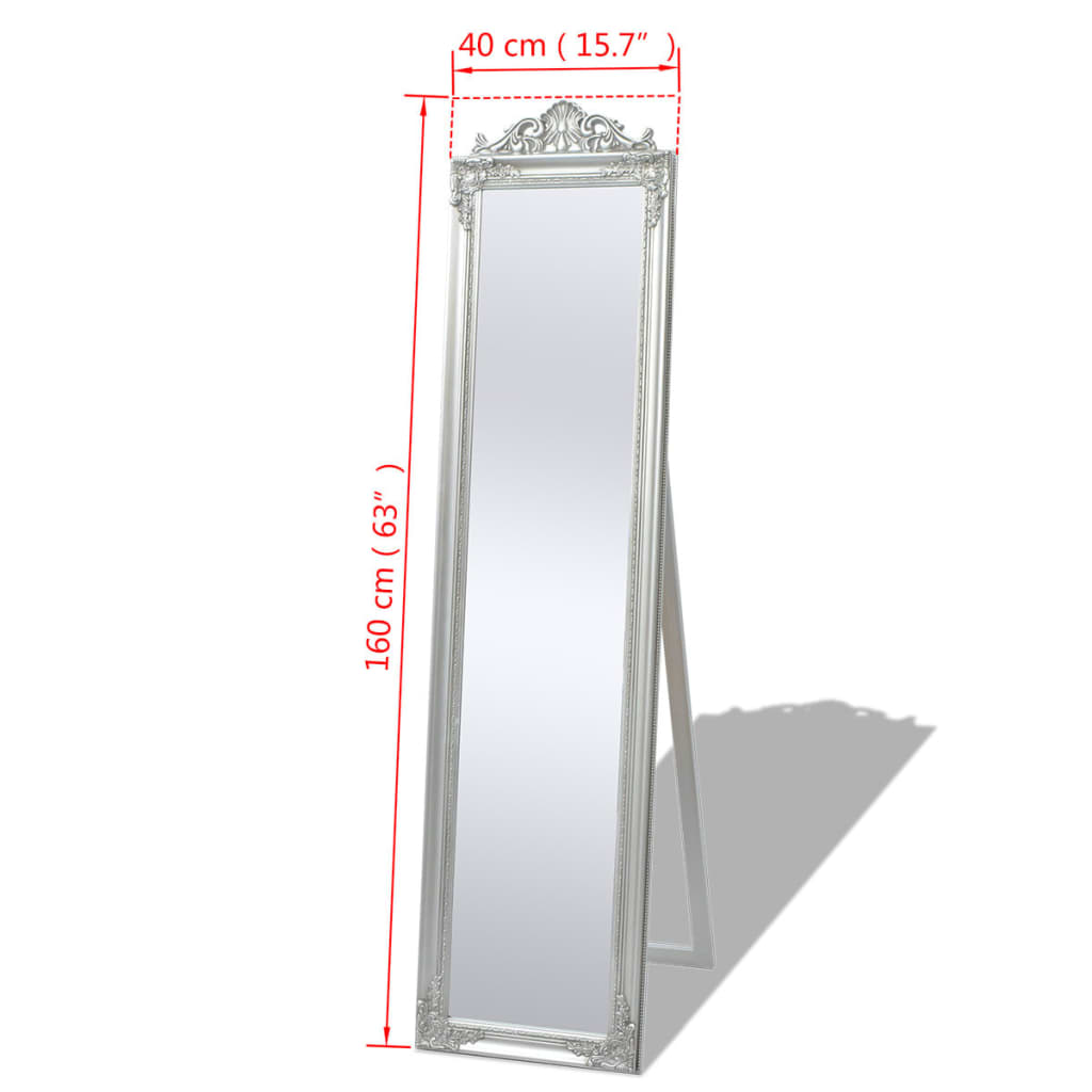 vidaXL Oglindă verticală în stil baroc 160 x 40 cm argintiu vidaXL Oglindă verticală în stil baroc 160 x 40 cm argintiu