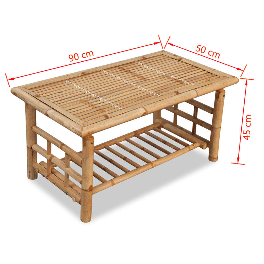 vidaXL Măsuță de cafea din bambus, 90 x 50 x 45 cm