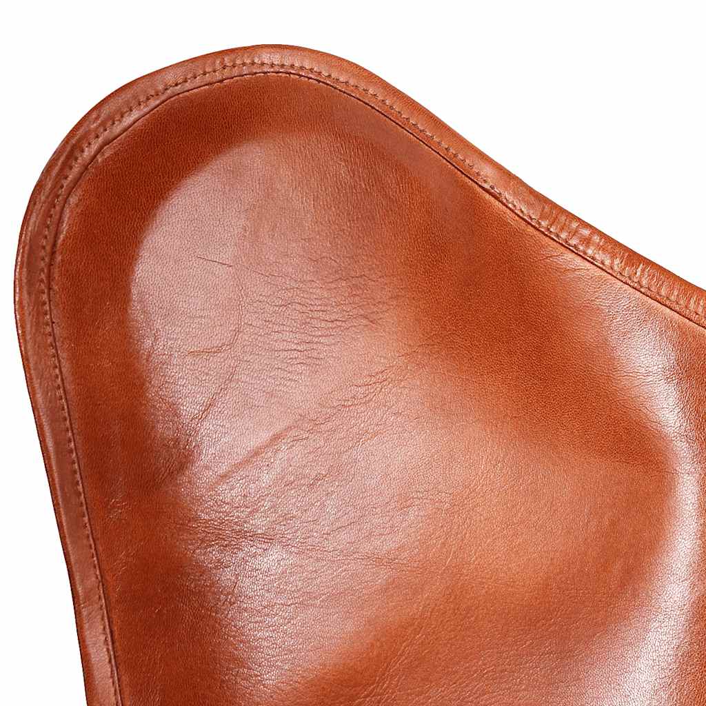 vidaXL Scaun fluture, maro, piele naturală
