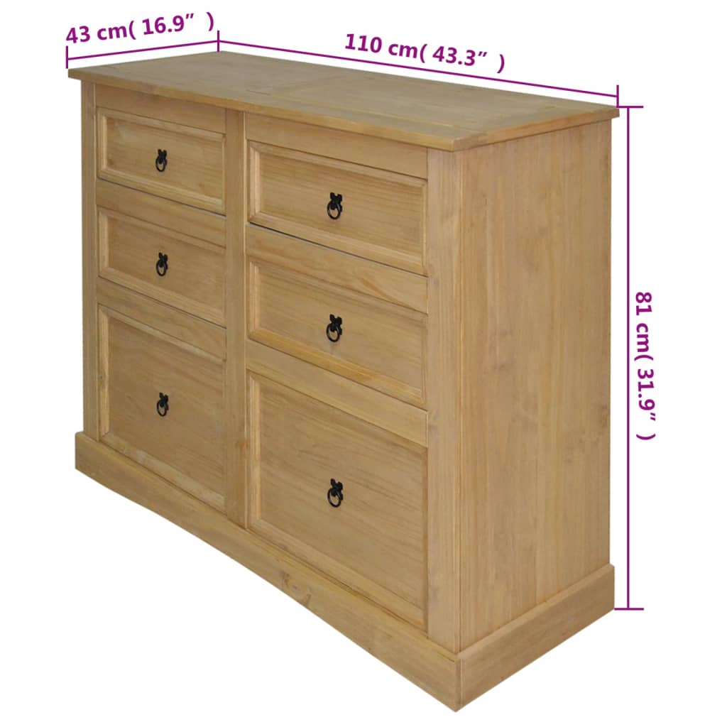 vidaXL Dulap, gama Corona, 110x43x81 cm, pin mexican vidaXL Dulap, gama Corona, 110x43x81 cm, pin mexican