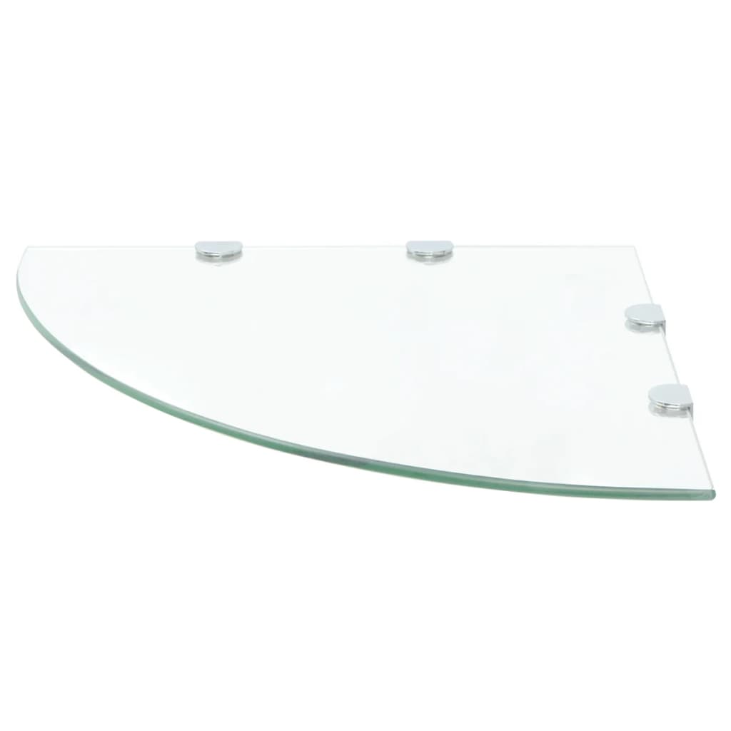 vidaXL Raft de colț sticlă transparentă cu suporți de crom, 45 x 45 cm vidaXL Raft de colț sticlă transparentă cu suporți de crom, 45 x 45 cm
