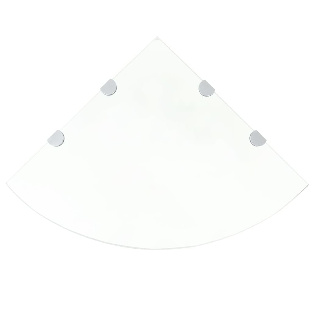 vidaXL Raft de colț sticlă transparentă cu suporți de crom, 45 x 45 cm vidaXL Raft de colț sticlă transparentă cu suporți de crom, 45 x 45 cm