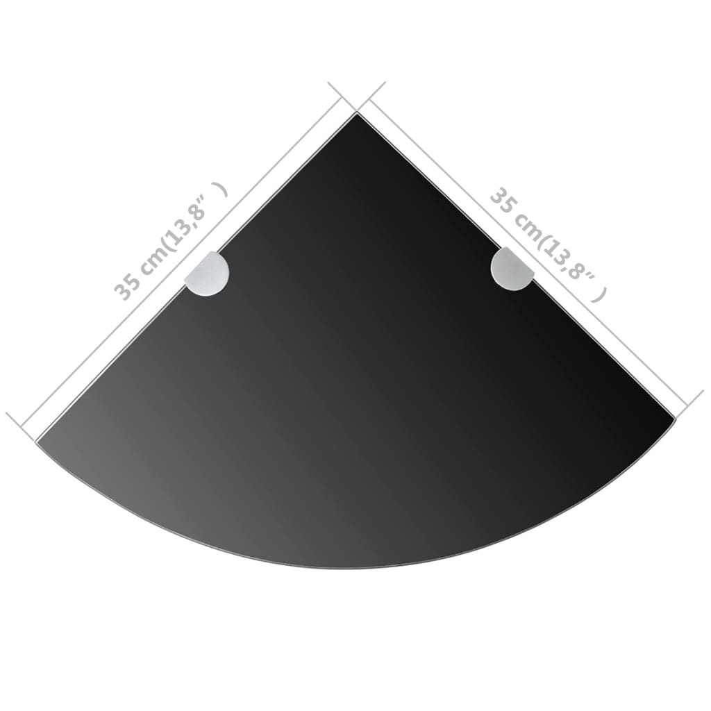 vidaXL Raft de colț din sticlă cu suporți de crom, negru 35 x 35 cm vidaXL Raft de colț din sticlă cu suporți de crom, negru 35 x 35 cm
